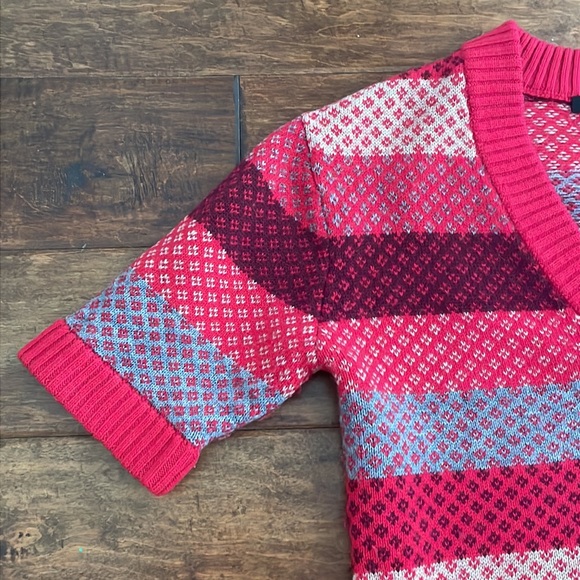 Marc Jacobs Black Label Wool Tunic Sweater V Neck Striped SZ S Short Sleeved - Picture 5 of 8